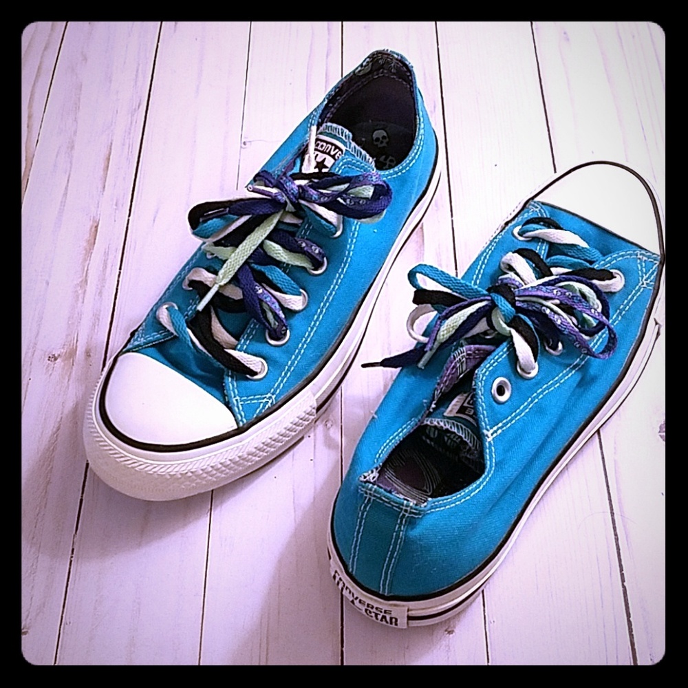 Converse, teal and skull sneakers